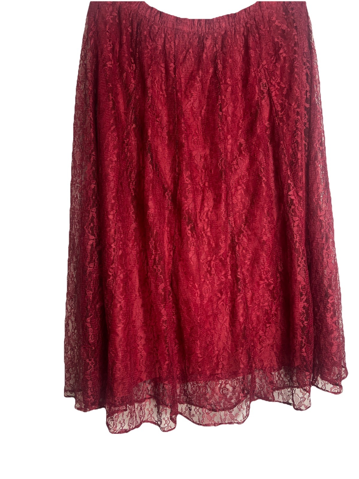 VTG 90s Y2K Lace Maxi Length Skirt Size M/L Burgundy Goth Witchy Fairy Grunge