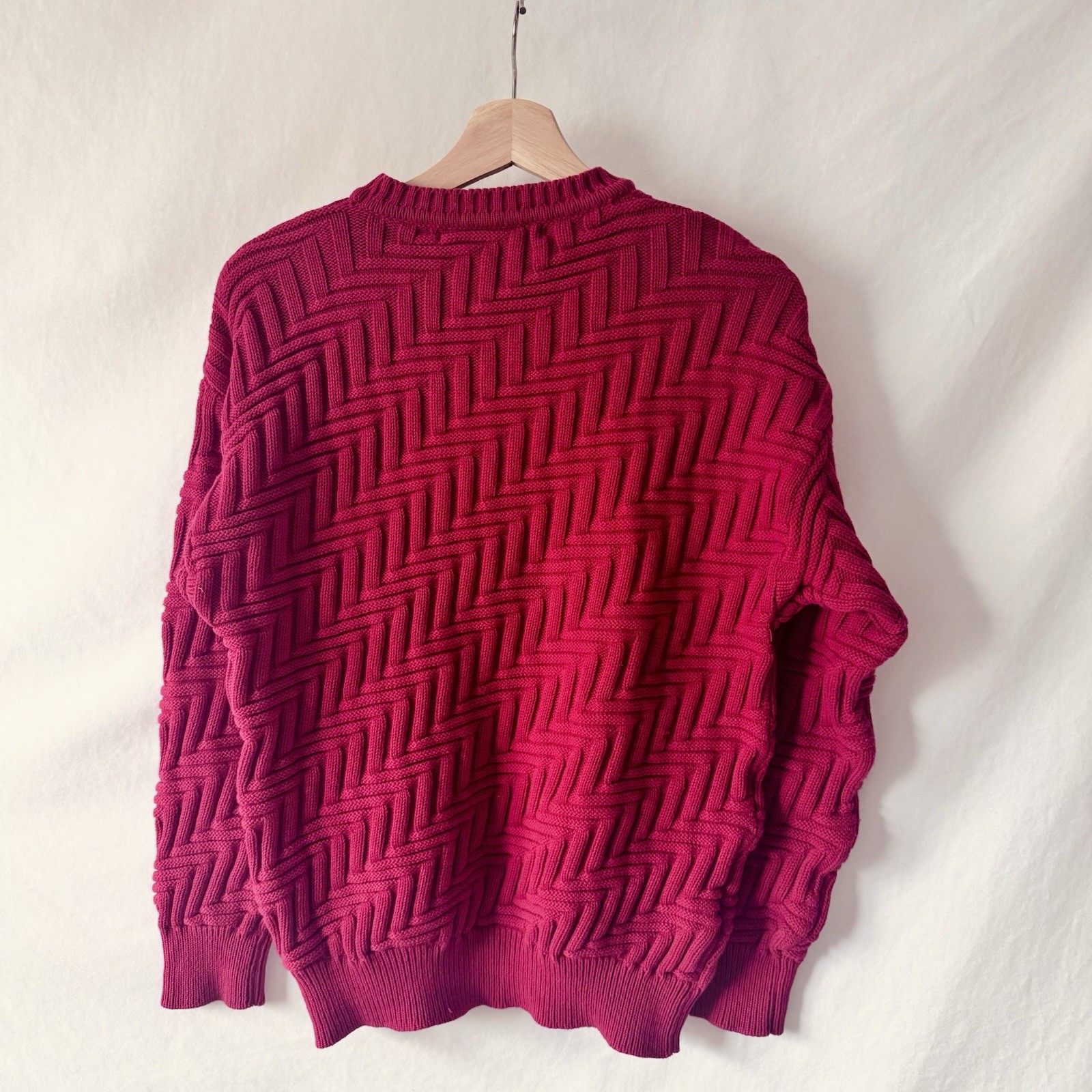 Vintage Architect 3D Textured Knit Sweater Women’s L Red 100% Cotton Jamaica