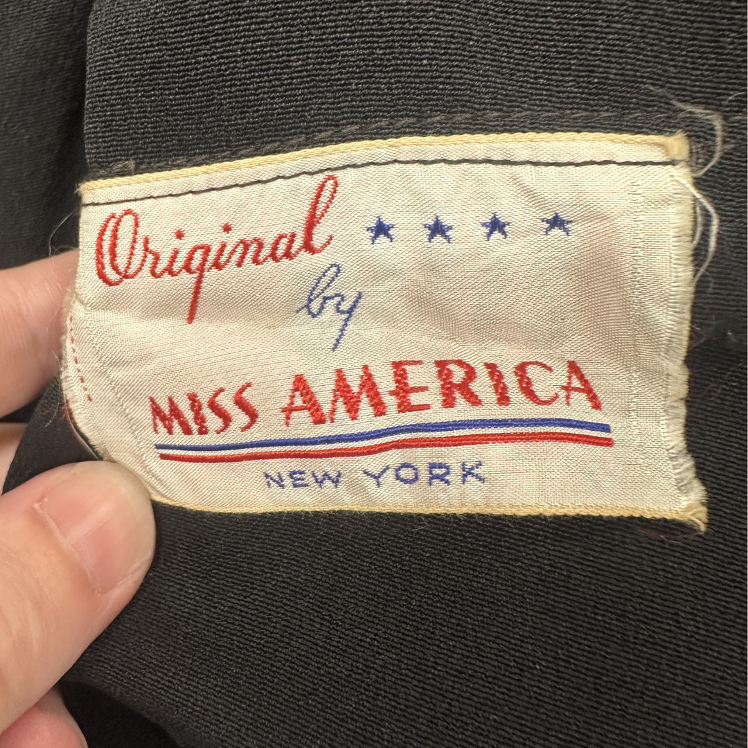 Vintage 1940s Original by Miss America Black Fringe Nude Illusion Wiggle Dress