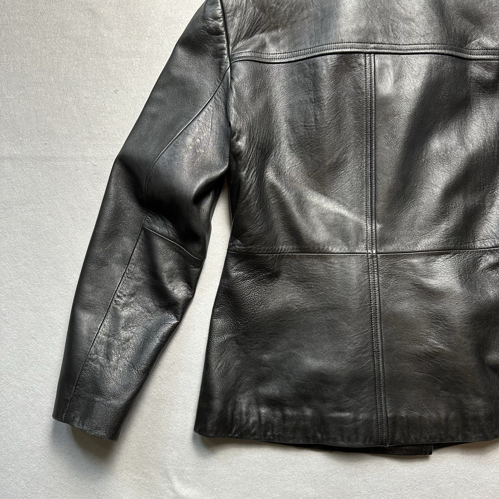 Y2K Preston & York Leather Jacket Detachable Fox Fur Collar Sz M Coat Lambskin