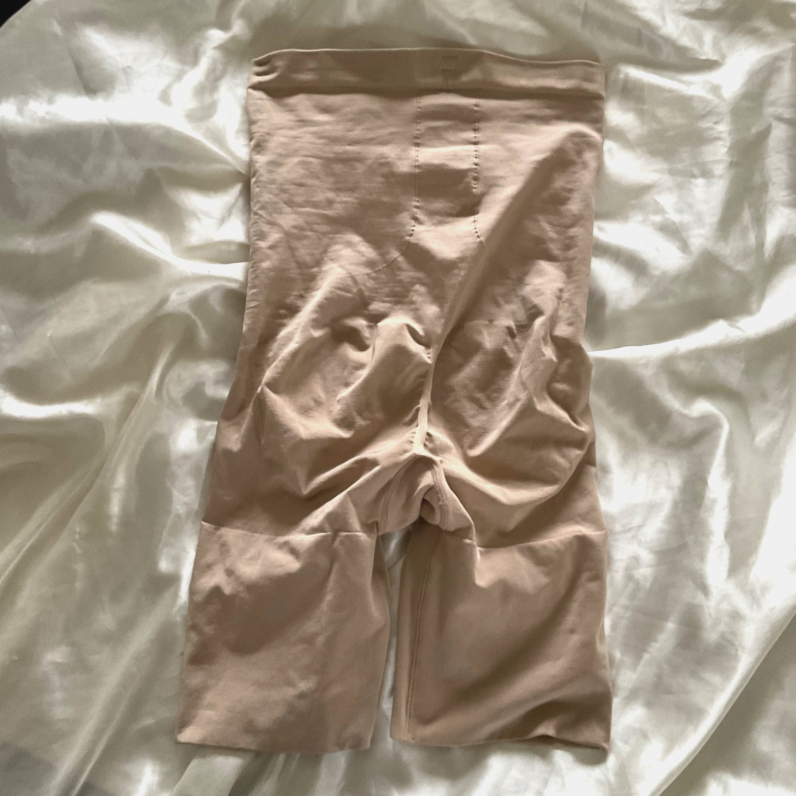 Spanx Sara Blakely Shiny Beige Girdle Open Gusset High Waist Shape-ware Sz. L
