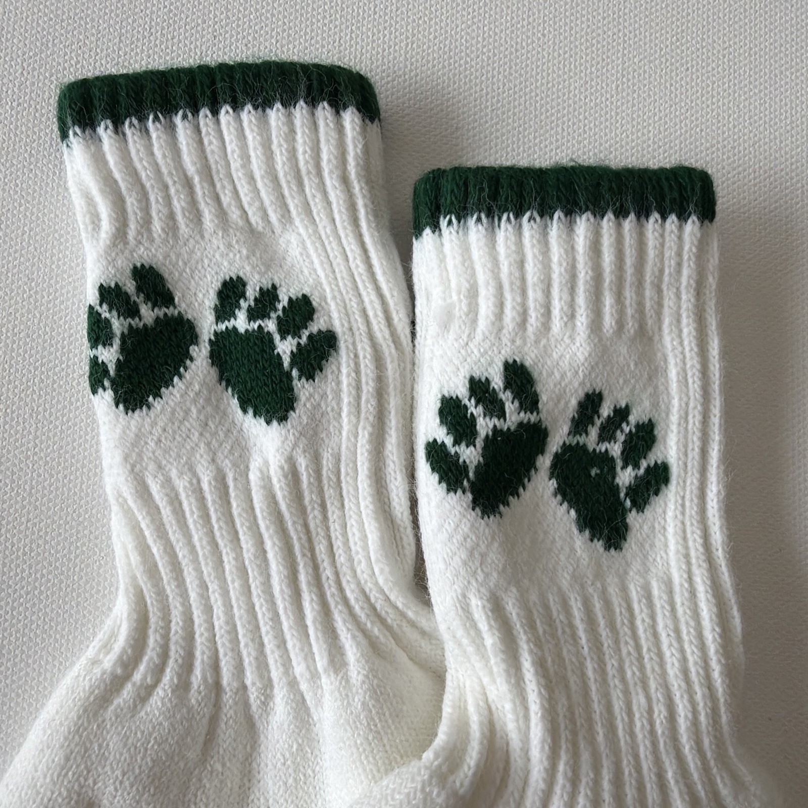 VTG Socks Cheerleading NOS Acrylic Nylon 8.5-11 White Green 90s USA TCK