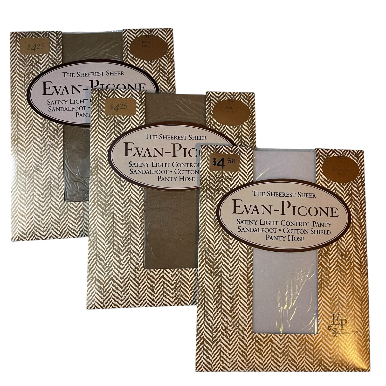 Evan Picone Ultra Sheer Pantyhose Size Small Khaki Lavender Lot
