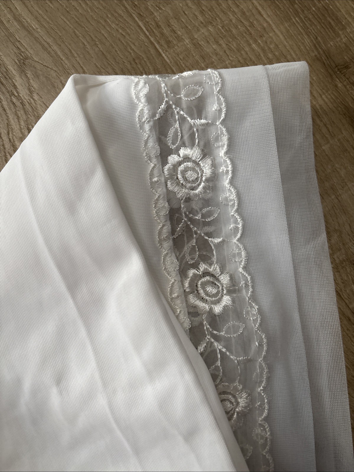 SEARS Tailored White Slip With Shadow Panel, Size 36 Lace Trim Adjustable Straps