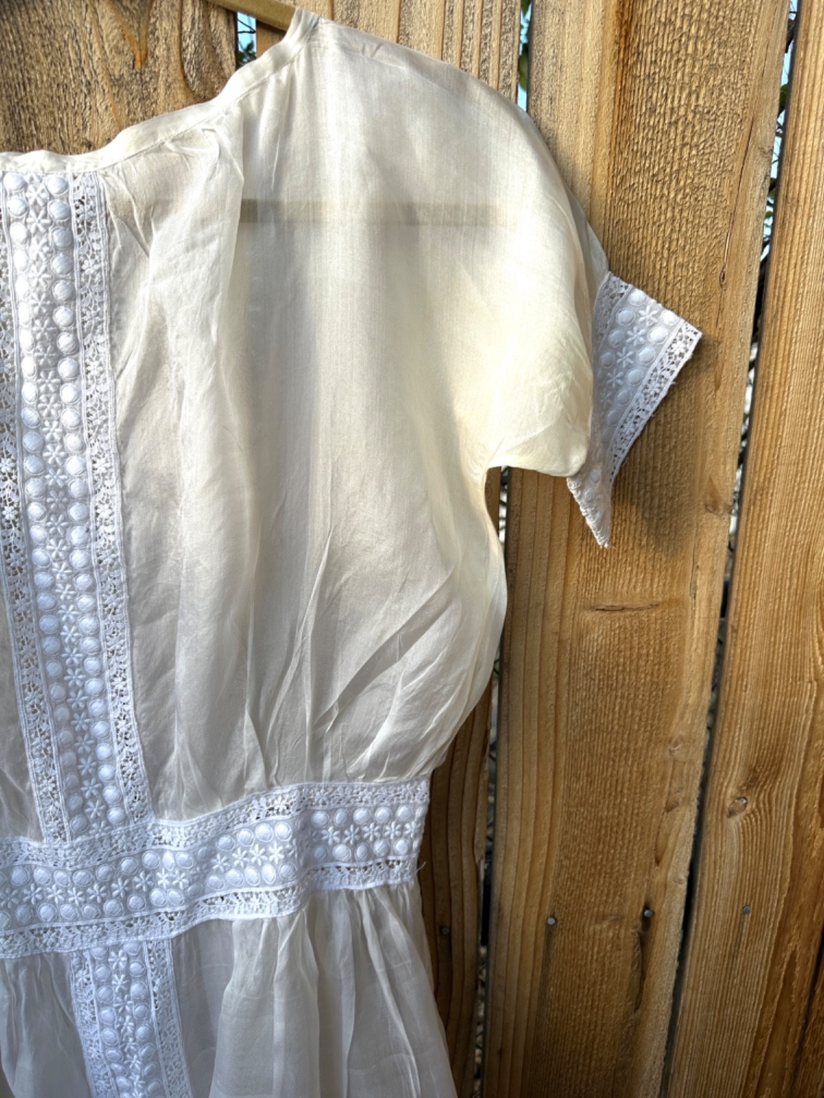 Edwardian Tea Dress Antique Silk Organza with Lace Rare Vintage