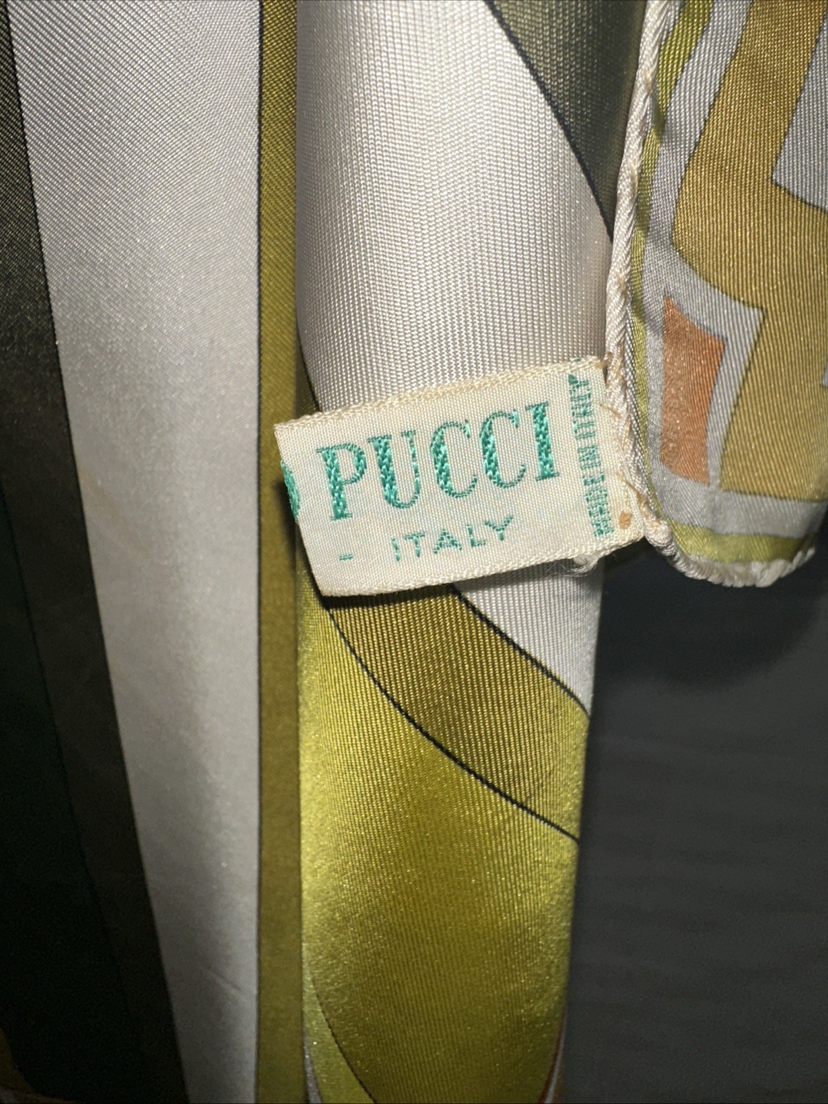 Vintage Emilio Pucci Geometric Silk Scarf Made In Italy 35 In. Square