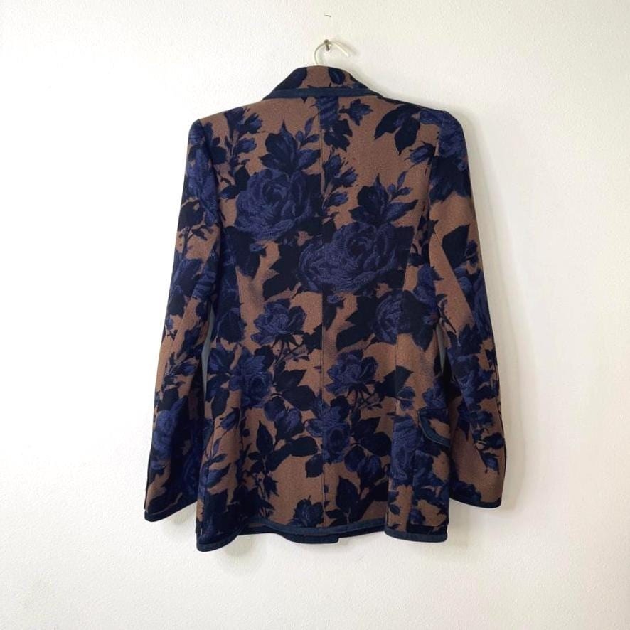 Vintage Emanuel Ungaro Parallèle Brown/Navy Floral Blazer Made in Italy Sz. 0/XS