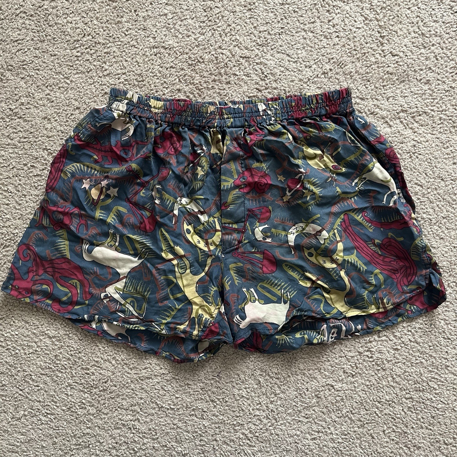 Rare Vintage &rsquo;80s Italian 100% Silk Memphis Milano Designer Pop-Art Boxer Shorts