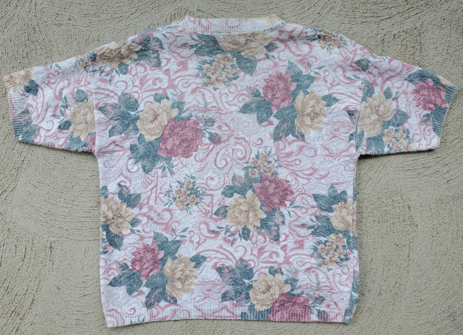 VTG 90s United States Sweaters Womens L Short Sleeve Floral Cottagecore Sweater