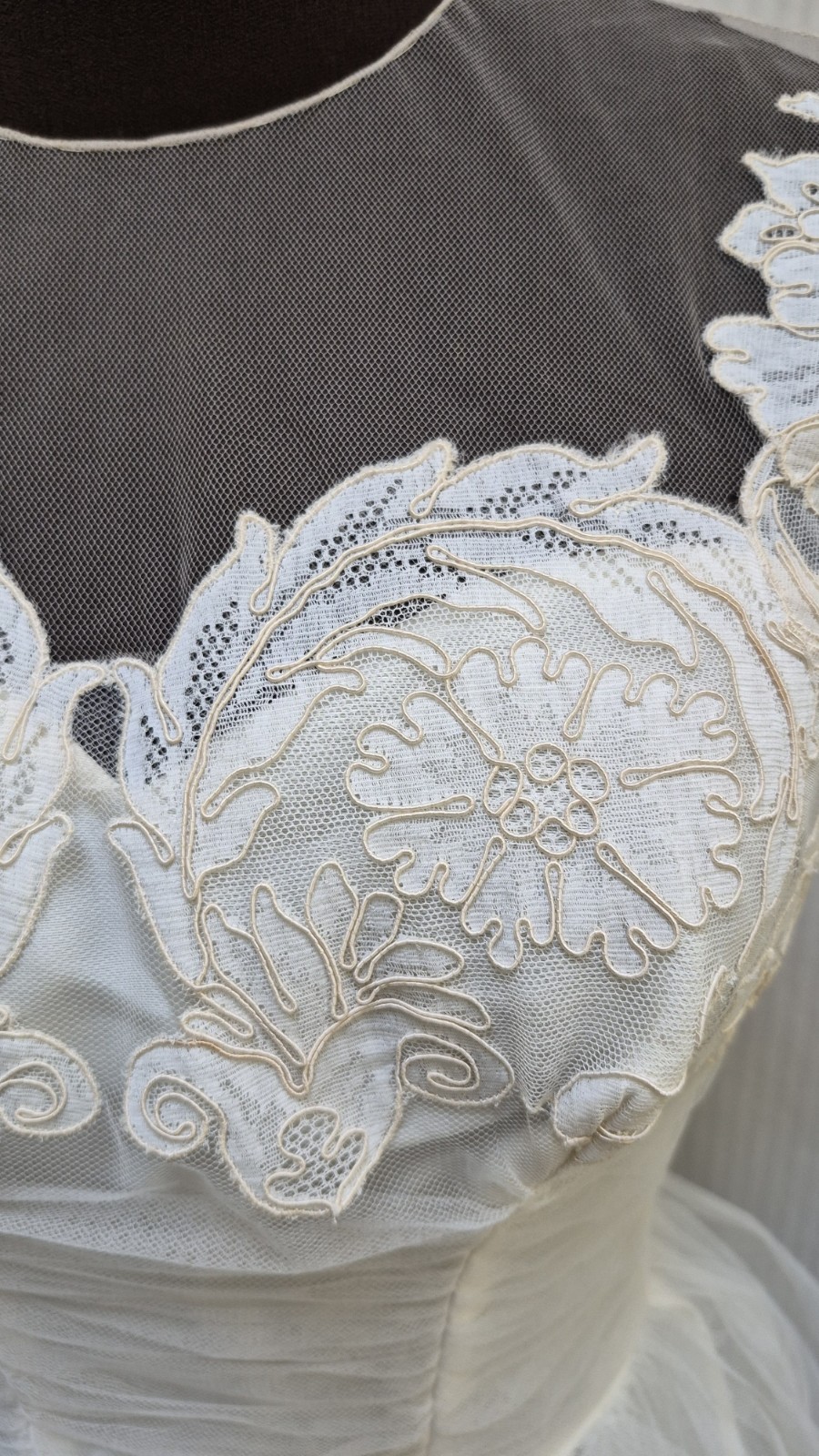 Vintage 1940/50s Ivory Tulle Netting Dress by SMARTWEAR EMMA LANGE – Size XS/S