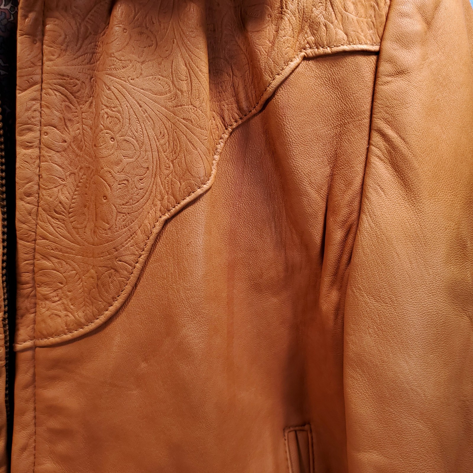 VTG Kenny Rogers Leather Jacket Western Lambskin Women Size 12 USA made Schott