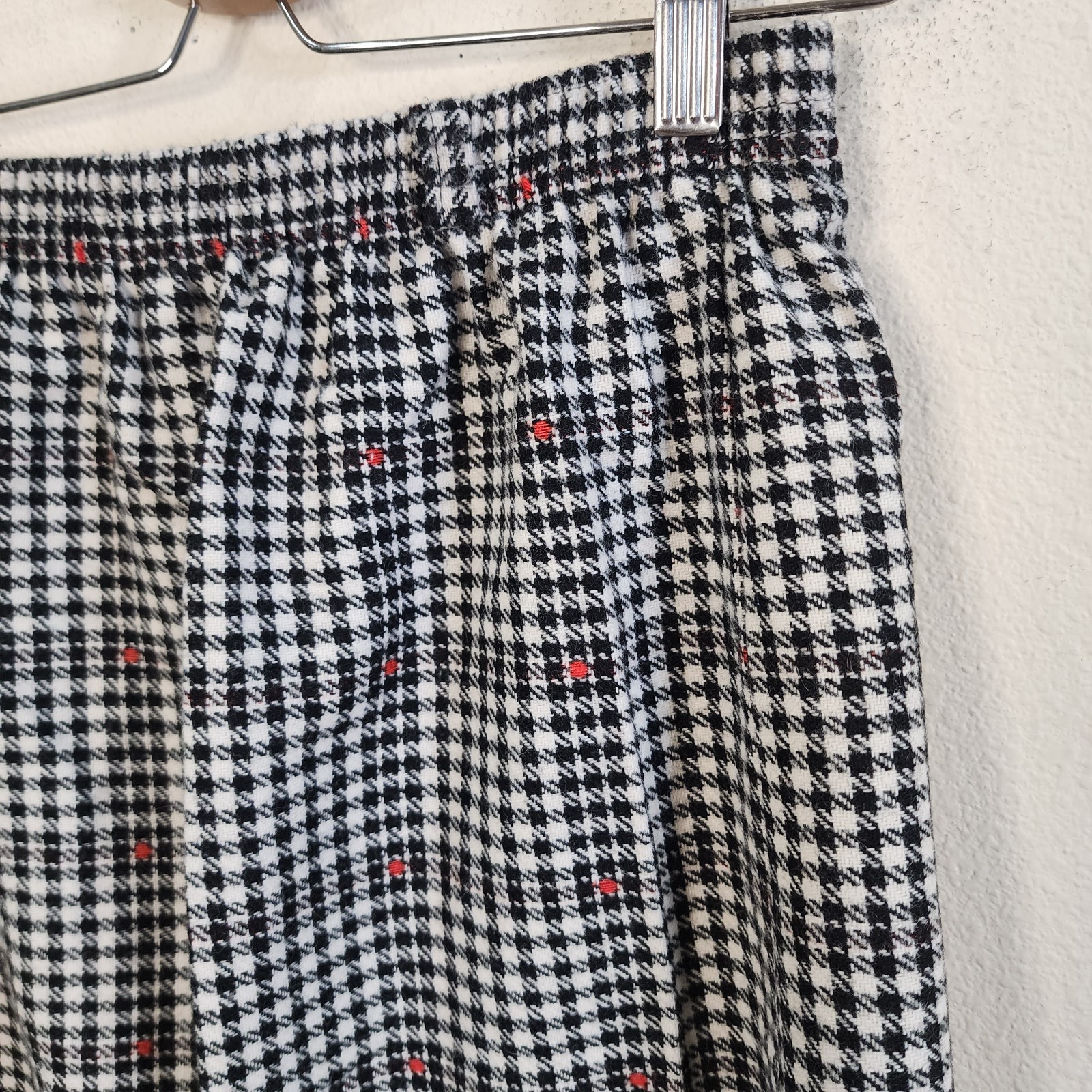 Vintage 70s/80s Robyn Houndstooth Wool Blend Maxi Midi Skirt Size 16 Black White