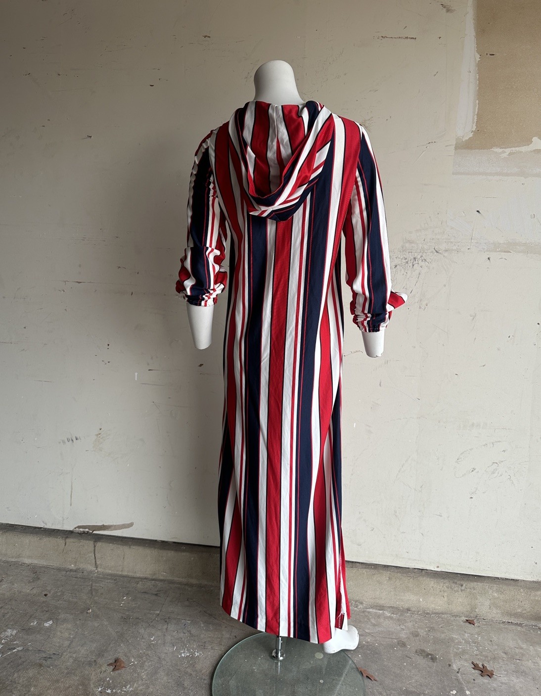 Vintage 60s 70s Striped Hooded Caftan Mod Boho Groovy