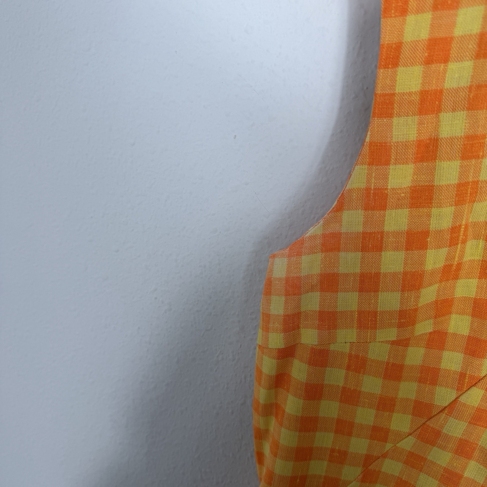 Vintage 1960s Mod Orange Checkered Shift Dress Women’s Size M/L