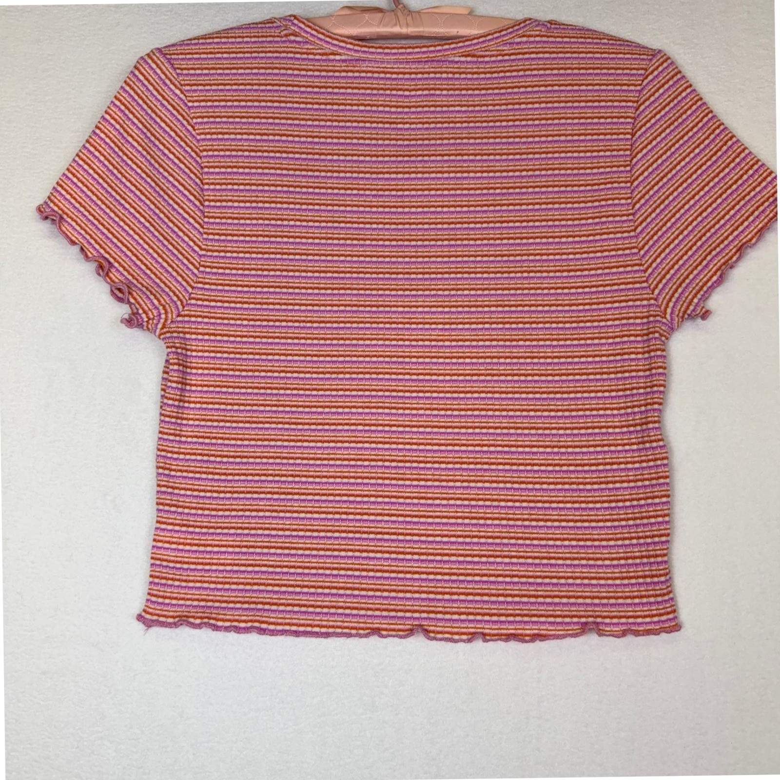 Y2K Aeropostale Shrunken Tee Ribbed Lettuce Edge Crop Top S Preppy 90&rsquo;s Retro