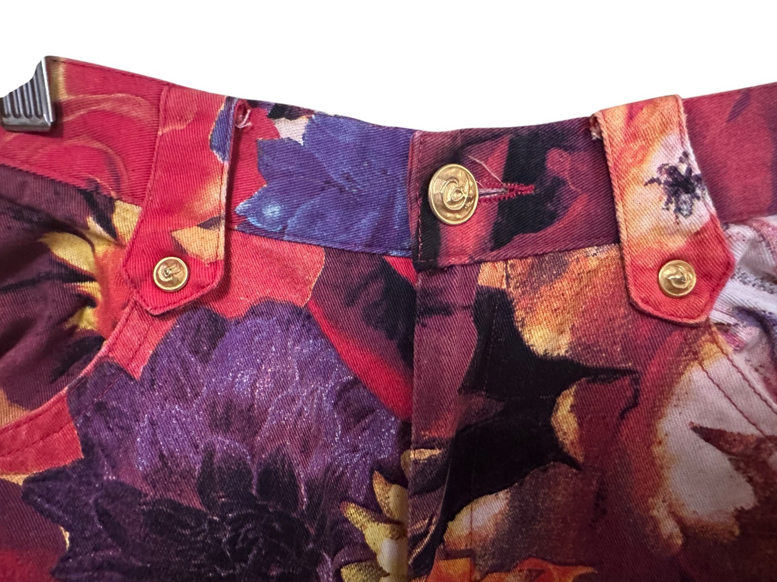 Christian Lacroix Floral Denim Pants 90s Vintage High Waisted EU 38 Rare 6 8