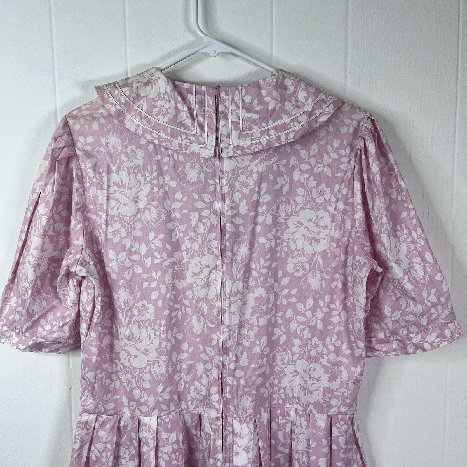 Vintage 80s LAURA ASHLEY NEW Dress Pink Floral Sailor Puff Sleeve 12
