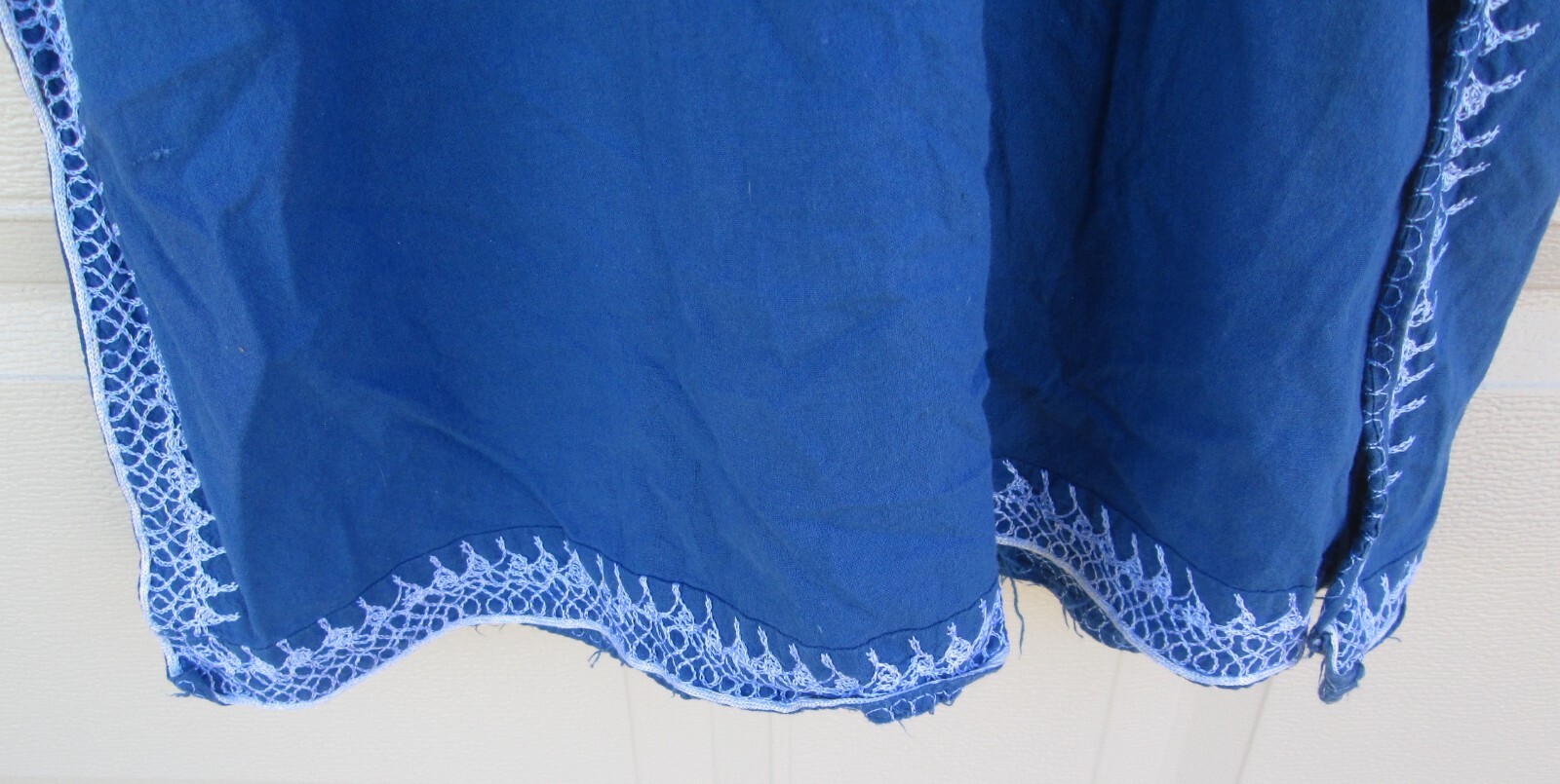 Morocco Caftan Dress Blue White Embroidery Vintage Kaftan Medium