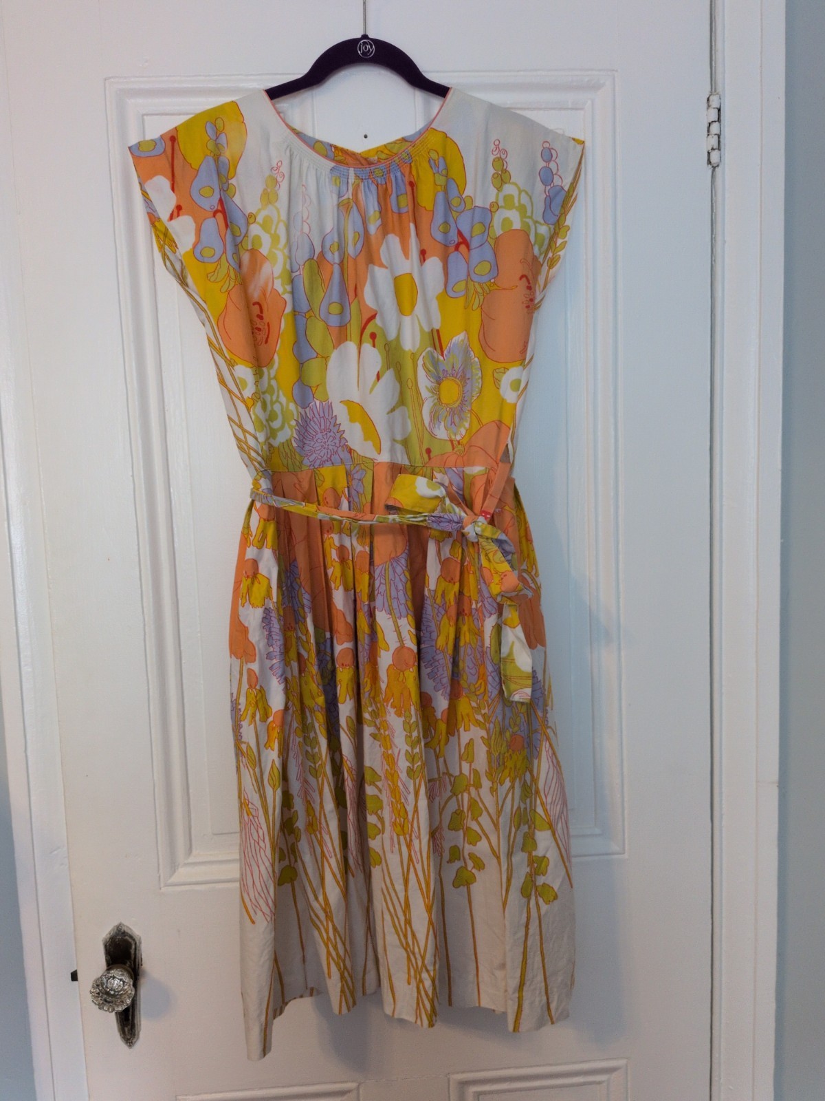 Mid century Swirl Vintage True Wrap Cotton Dress Women&rsquo;s Size S/M Pockets!