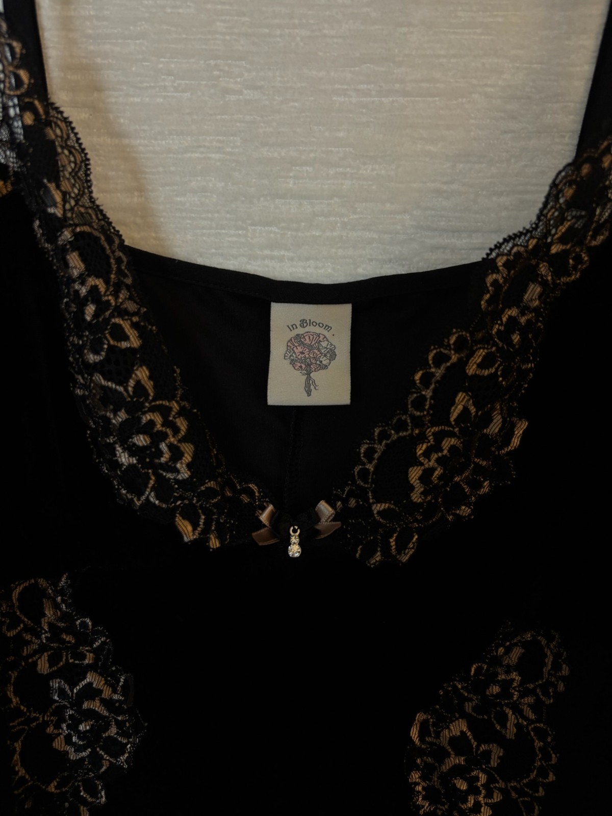 late 2000s / early 2010s in bloom by jonquil black and gold velvet slip dress