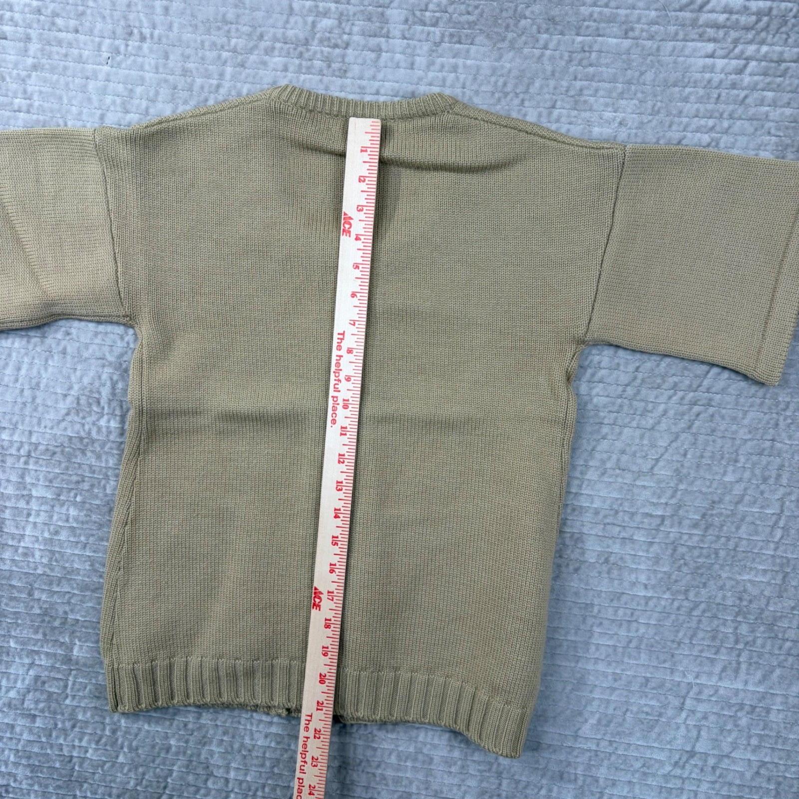 Vintage Joseph Magnin Tan Pure Wool Short Sleeve Cardigan Sweater Made in Italy