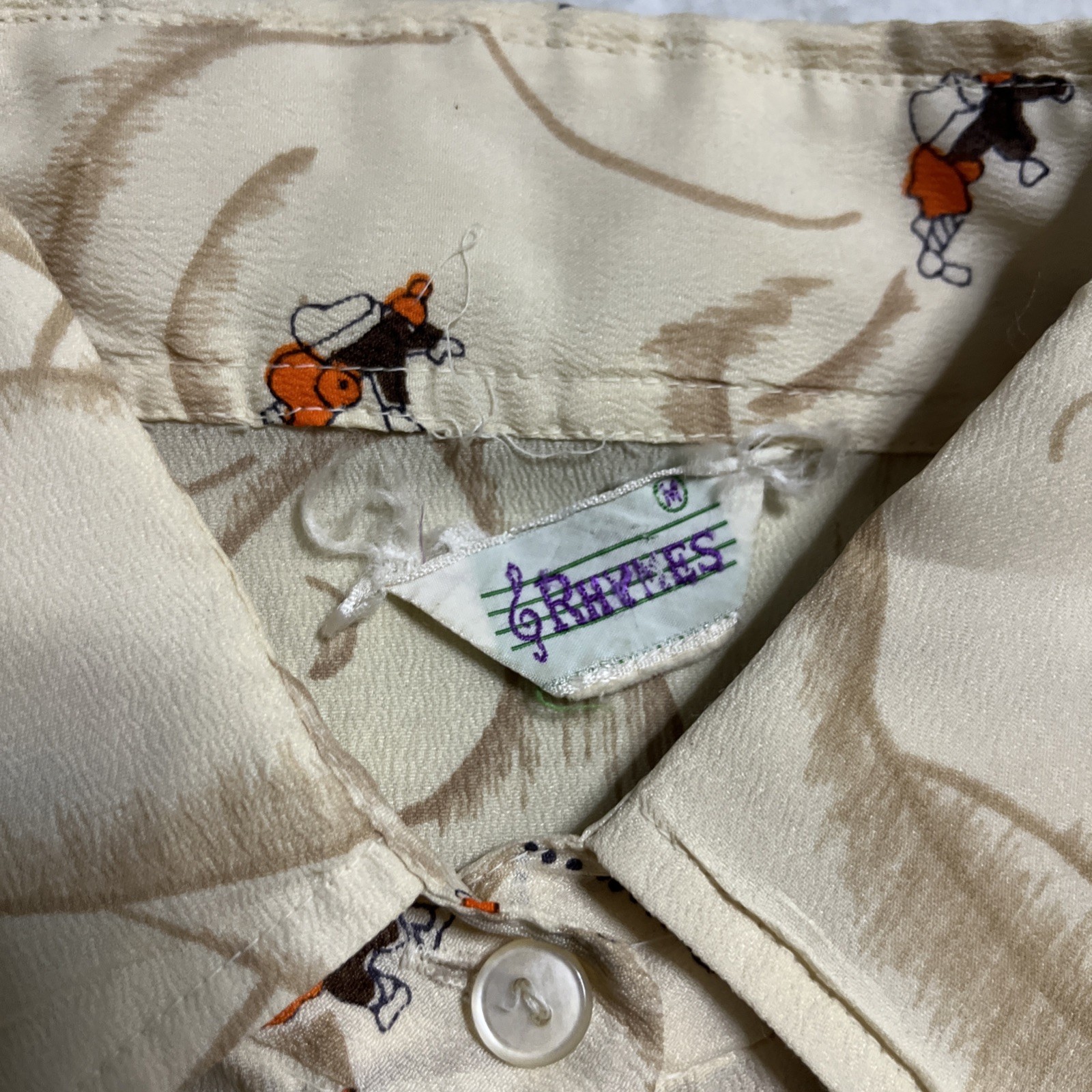 Vtg 70s Nude Body girl Abstract Button down fits small medium