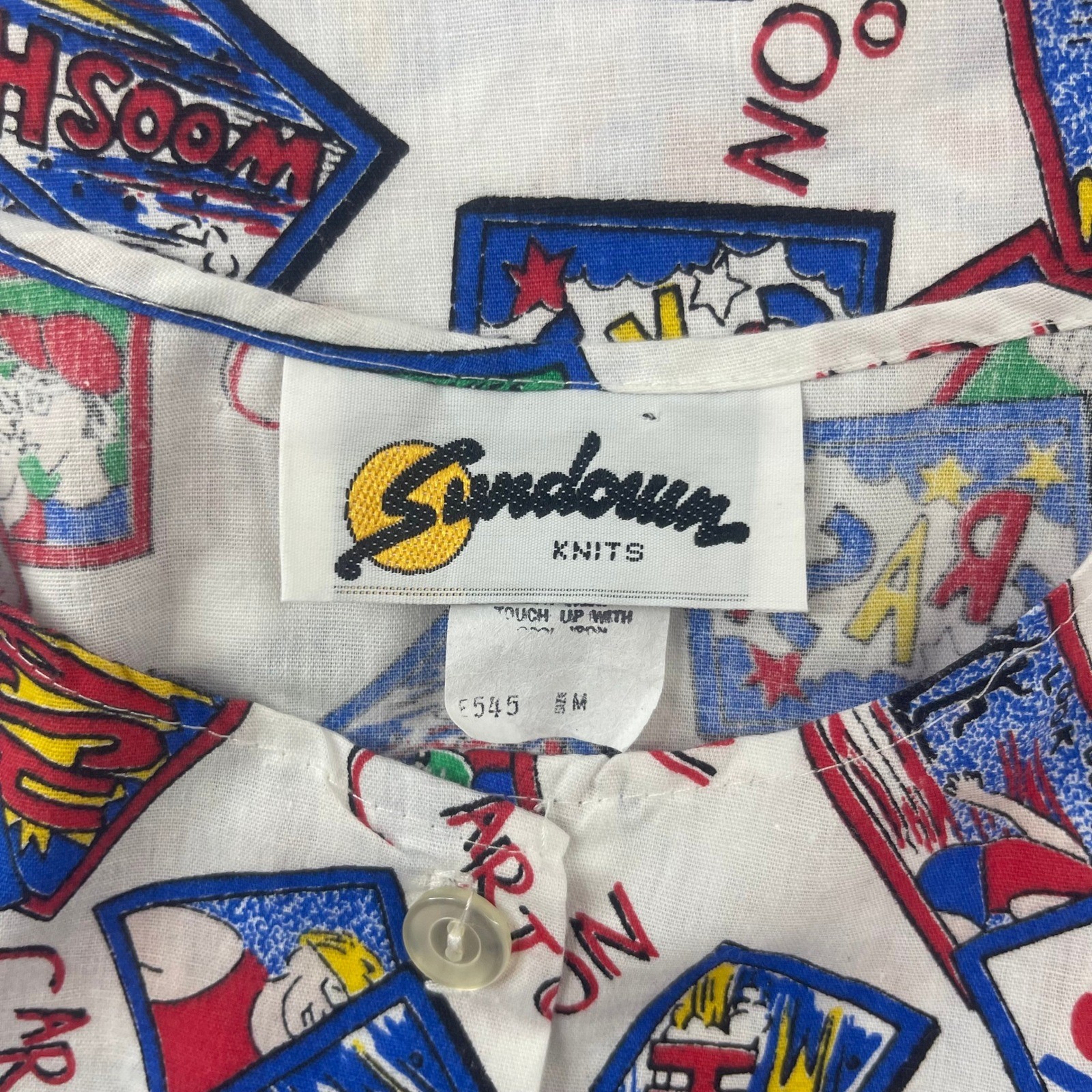 Vtg 90s Sundown Knits Cartoon Comic Pajama Set Womens M Shorts Kitschy Novelty