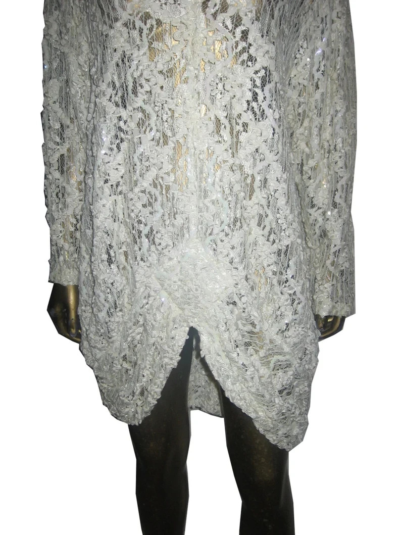 VTG Melody Ann Lace Sequins Ribbon Work Draped Flapper Gatsby Avant Garde Dress