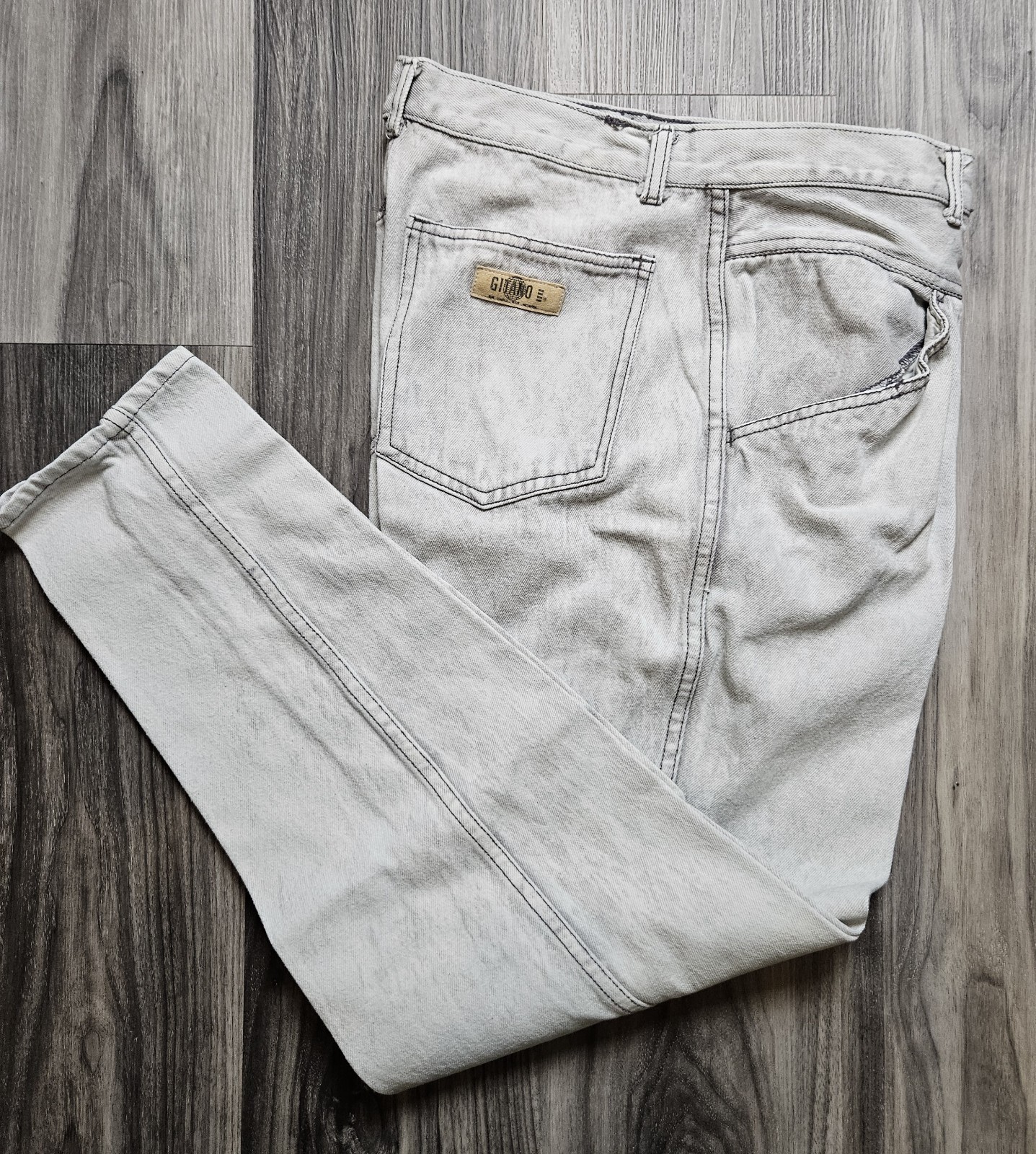 VTG 80s Gitano Grey Acid Wash Tapered Leg Pleated Mom Jeans 30.5x 28.5&Prime; Size 10