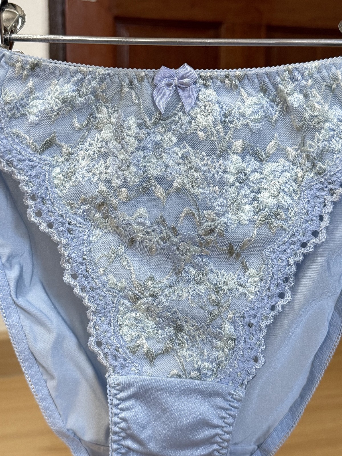 Vintage Powder Blue Nylon Panties High Waist Sissy Bikini Silky Lace Brief Sz.5