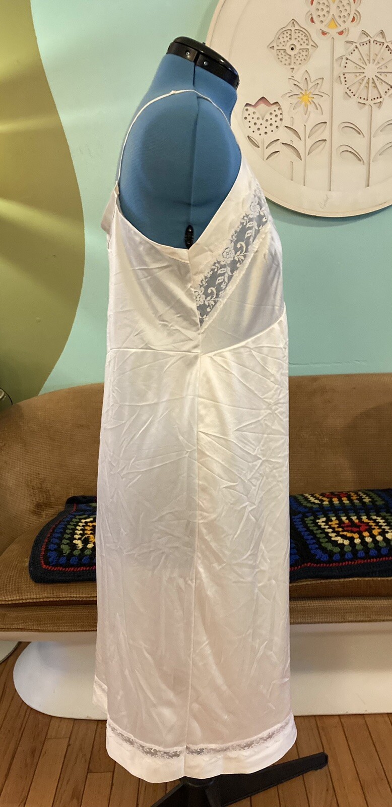 Vintage MCM slinky slip dress nightgown Sz 44 Tall