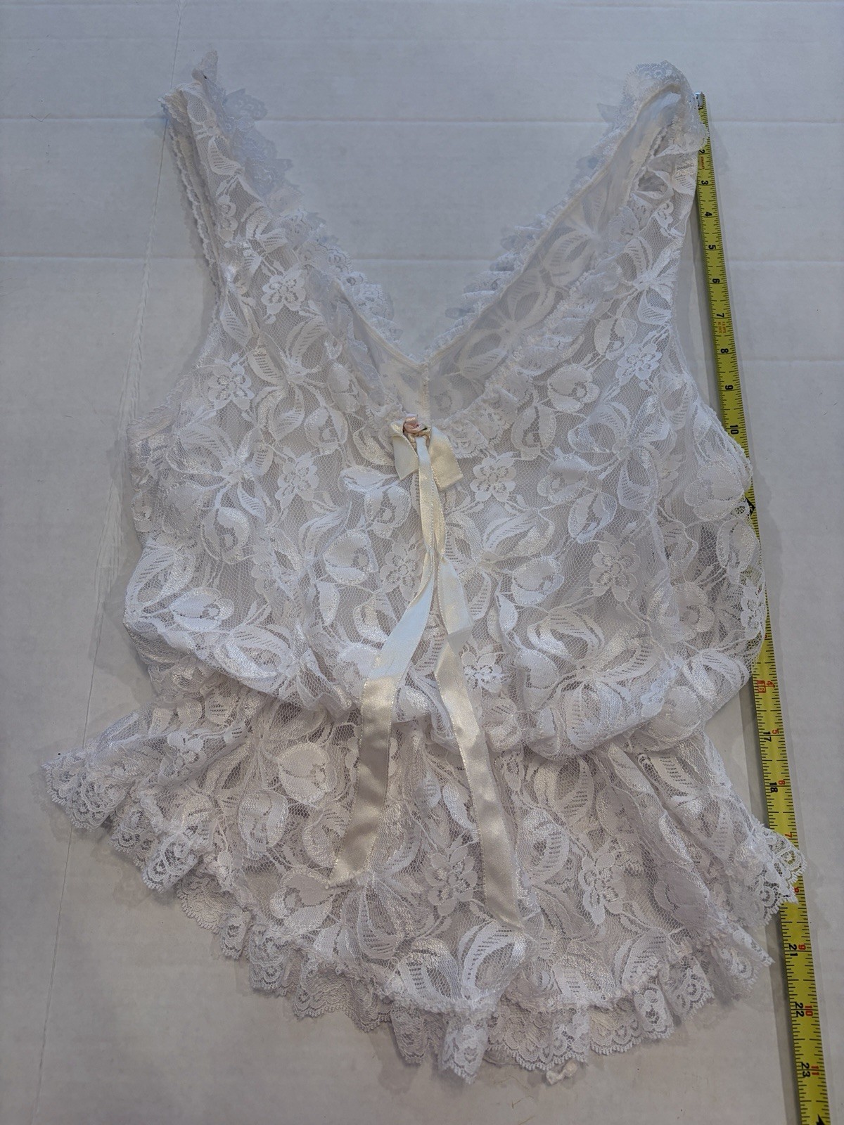 Vintage Tosca Lingerie Ivory Lace Camisole Coquette Cottagecore Bridal Sheer L