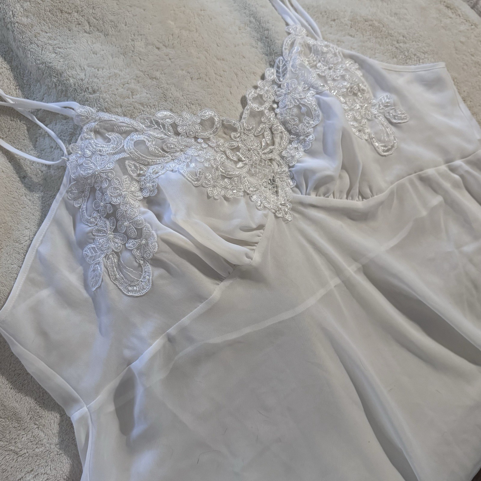Sheer Fairy Princess Babydoll Bridal White Plus Lingerie 26 / 28 3x 4x Appliqué