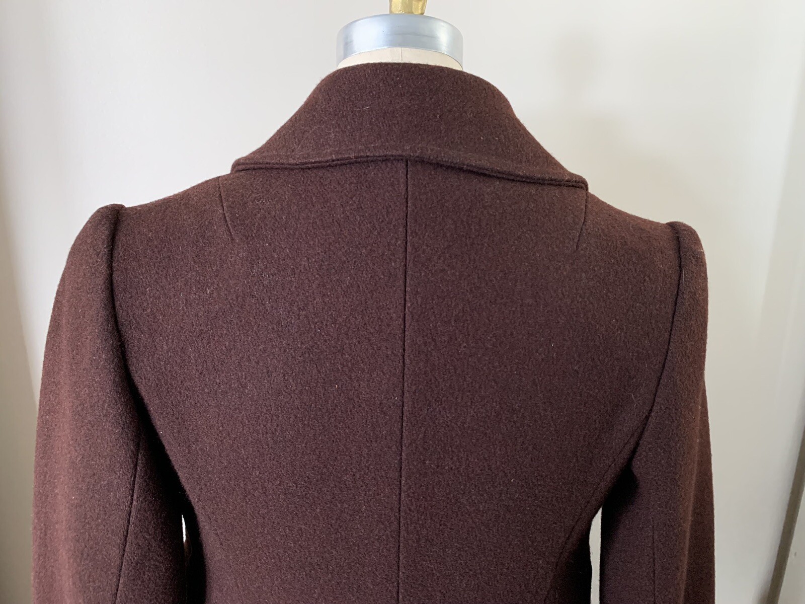 Vintage Womens Wool Double Breasted Long Coat No Size Tag Wine EUC Steam Punk