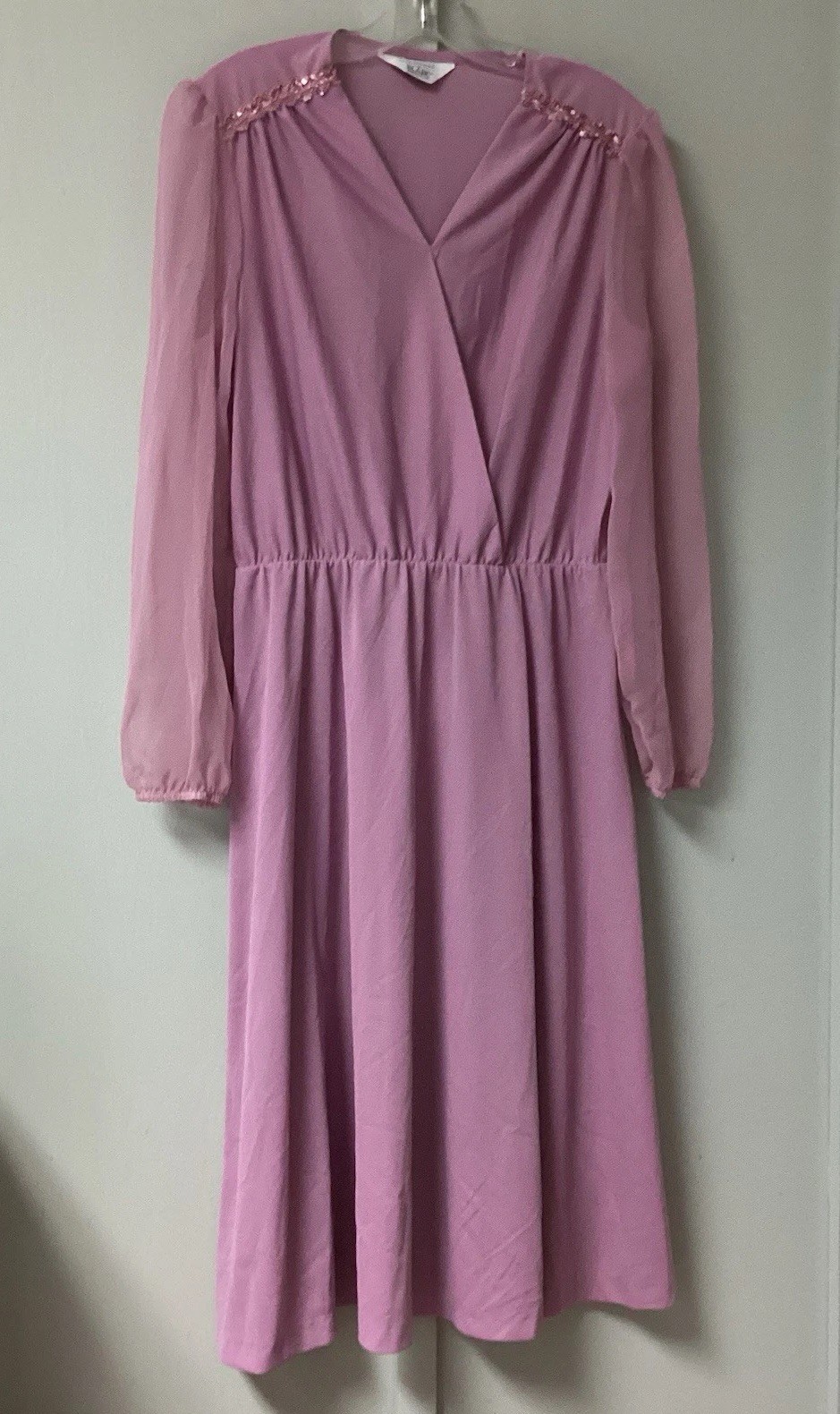Vintage 1960s 70s Blair Warren PA Shear Polyester Dress Size Small Lilac