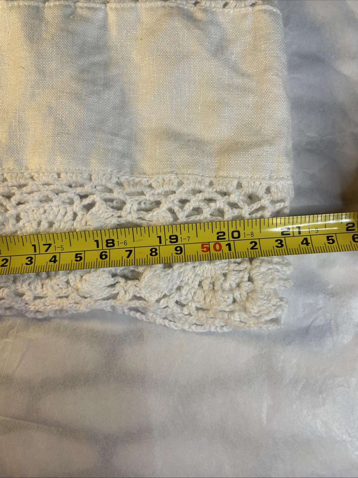 DKNY 100% Linen Bohemian Drawstring Crochet Hem Skirt Large