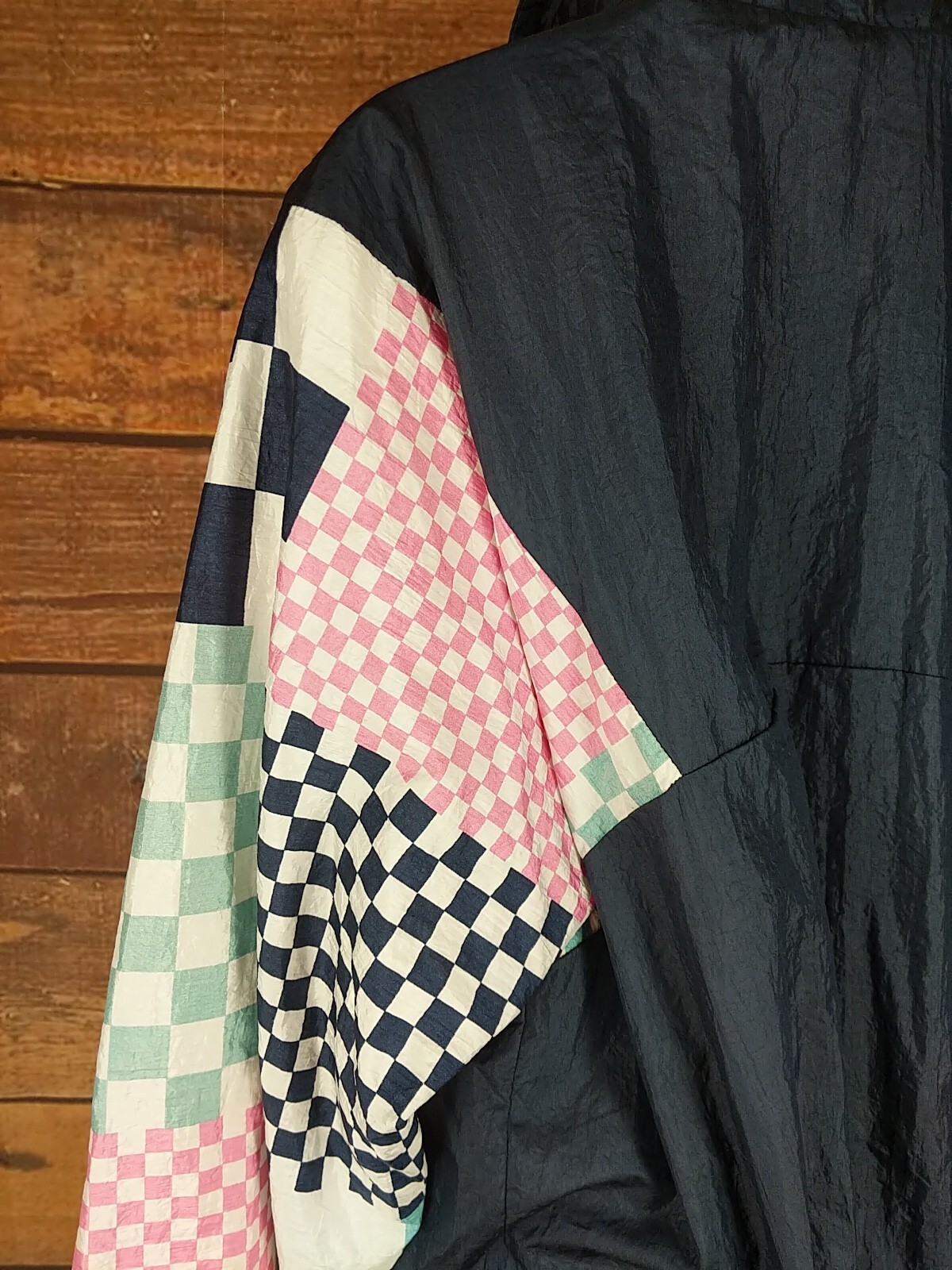 Vtg Sergio Tacchini Jogging Windbreaker Jacket~womens XLT~Blue Pink Check