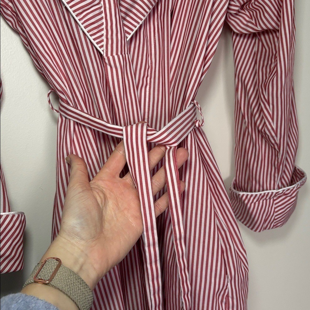 VINTAGE Valentino Intimo Intimates Pink and White Striped Robe 100% cotton