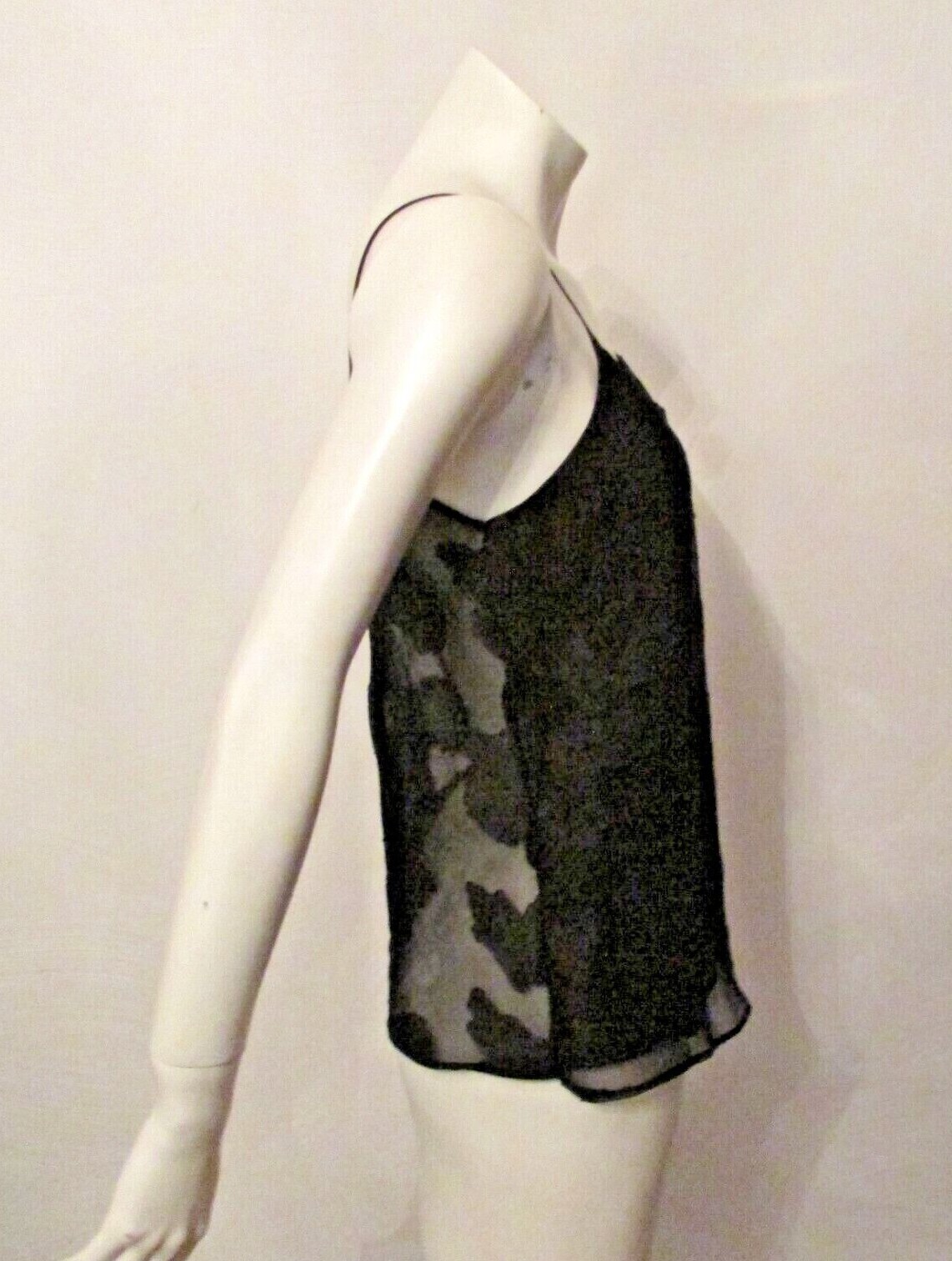 Cinema Etoile 641347 Floral Embossed Sheer Chiffon Camisole Cami Slip S USA made