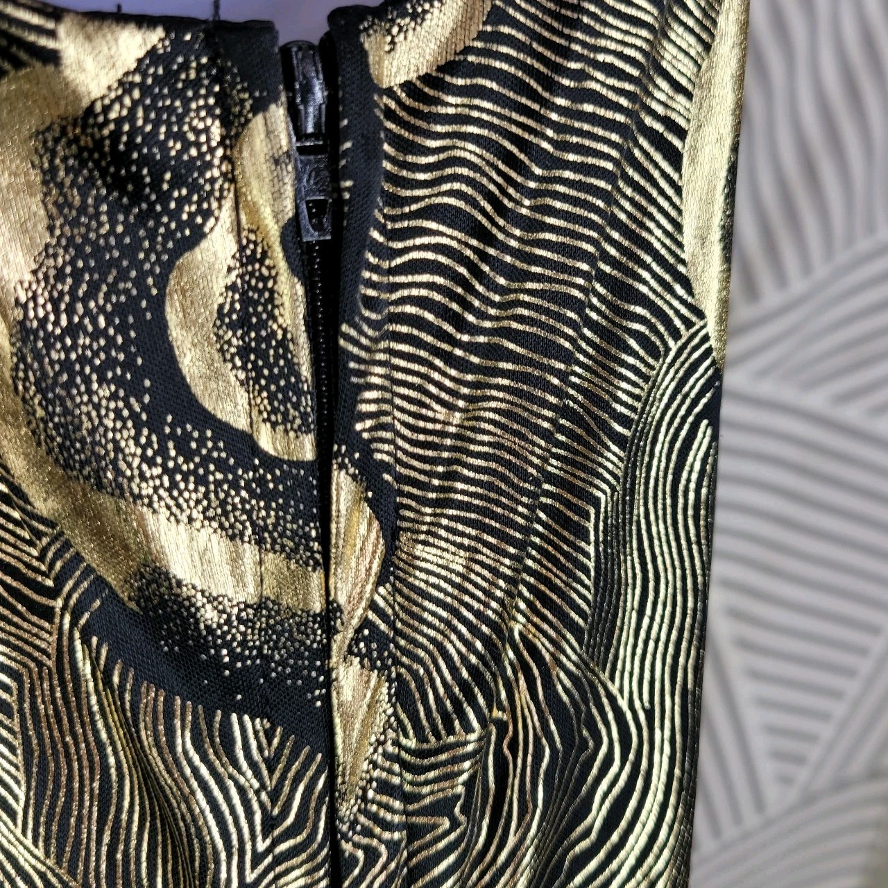 Vintage 70s Metallic Gold Long Evening Gown Dress Small Glamour Liquid Floral