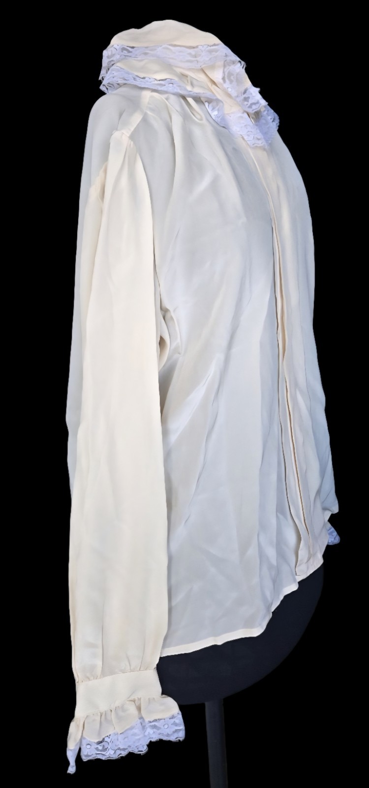 1980s LLOYD WILLIAMS Pale Yellow Silk Blouse Layered Ruffled Collar&Cuffs Sz 12
