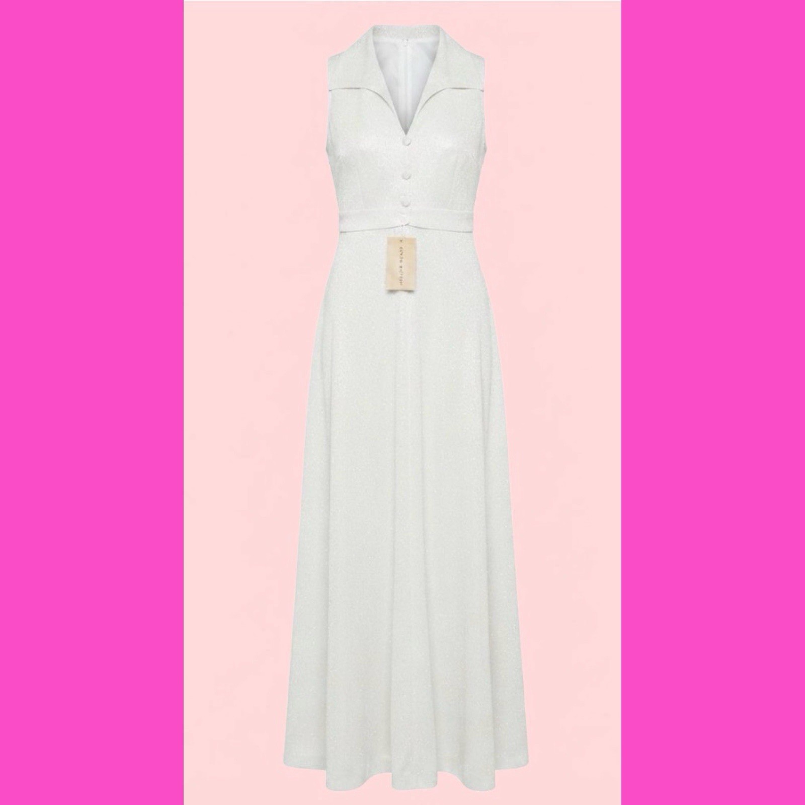 NWT Vintage Silver Lurex Maxi Gown Deadstock 1960s-70s Metallic Knit Dress Sz 6