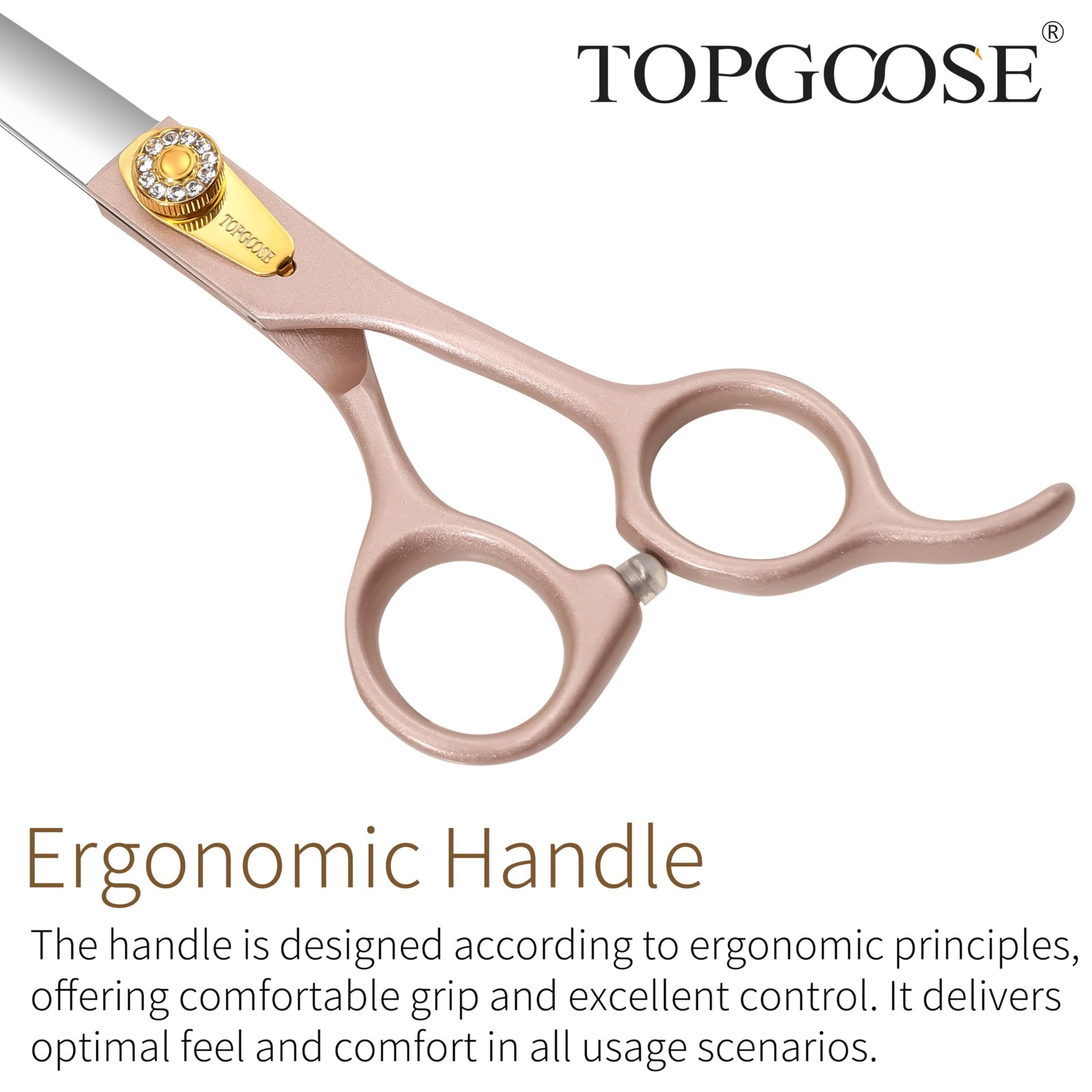 TOPGOOSE 7.5 » Dog Straight Scissors for Grooming 440C Stainless Steel Rose Gold