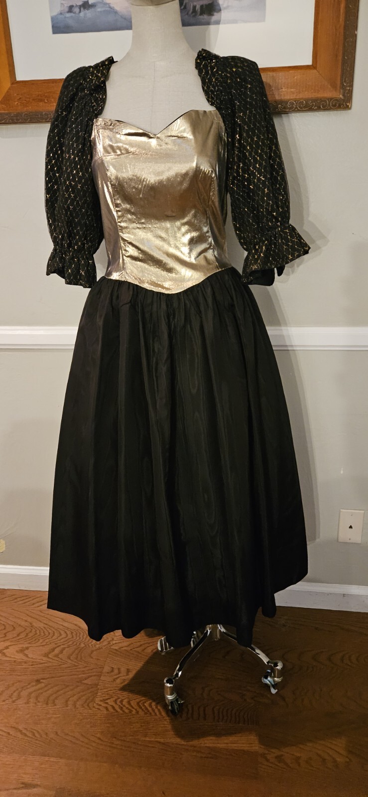 Vintage 1980s Black And Gold RenFaire Prom Dress Wounded Bird