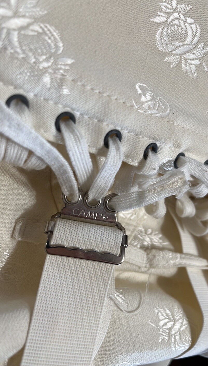 Vintage CAMP Corset~Support Girdle 9479~Union Made~Cream Brocade~sz 38