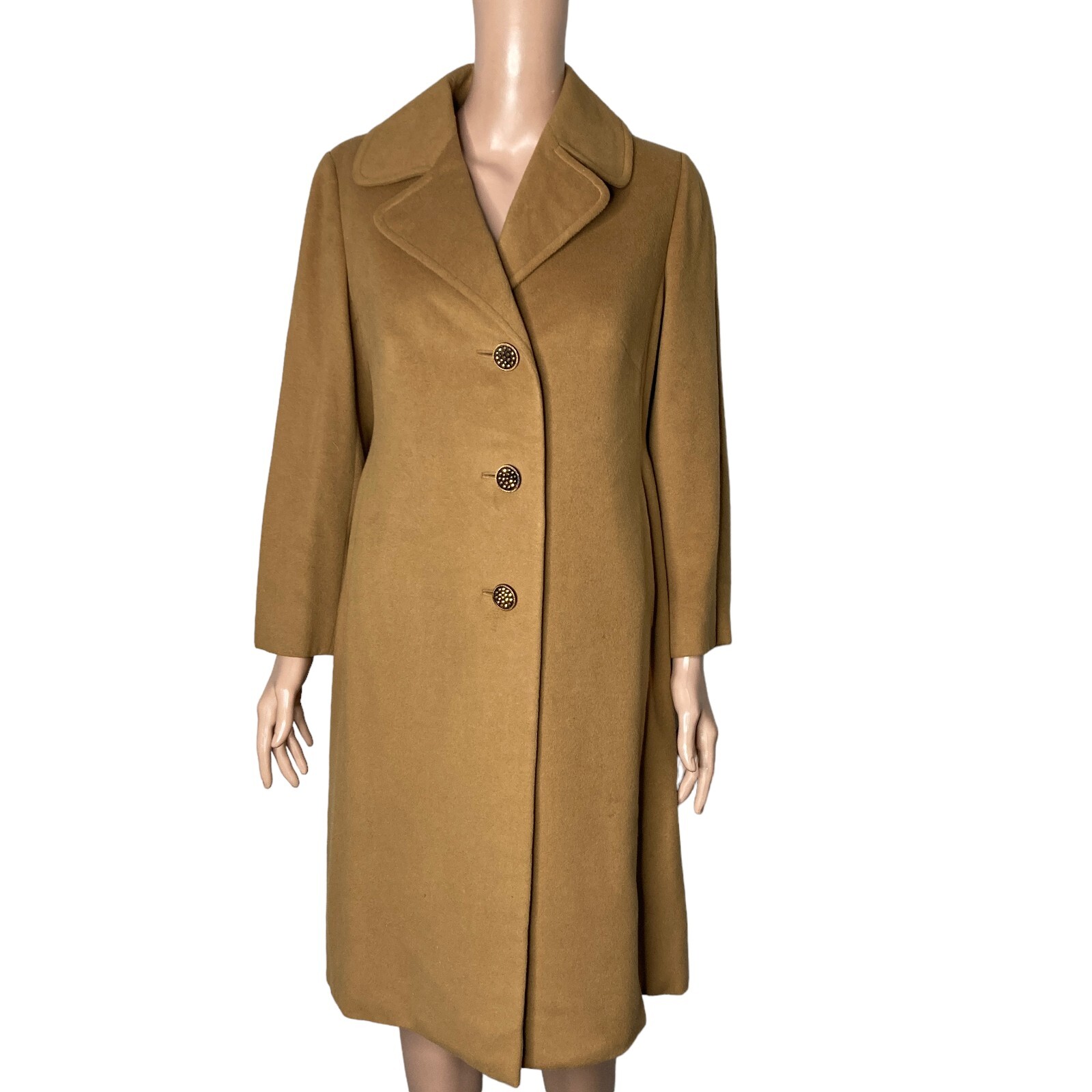 Vintage 40s Cashmere Trench Coat Womens Small Prince Fashions Light Brown