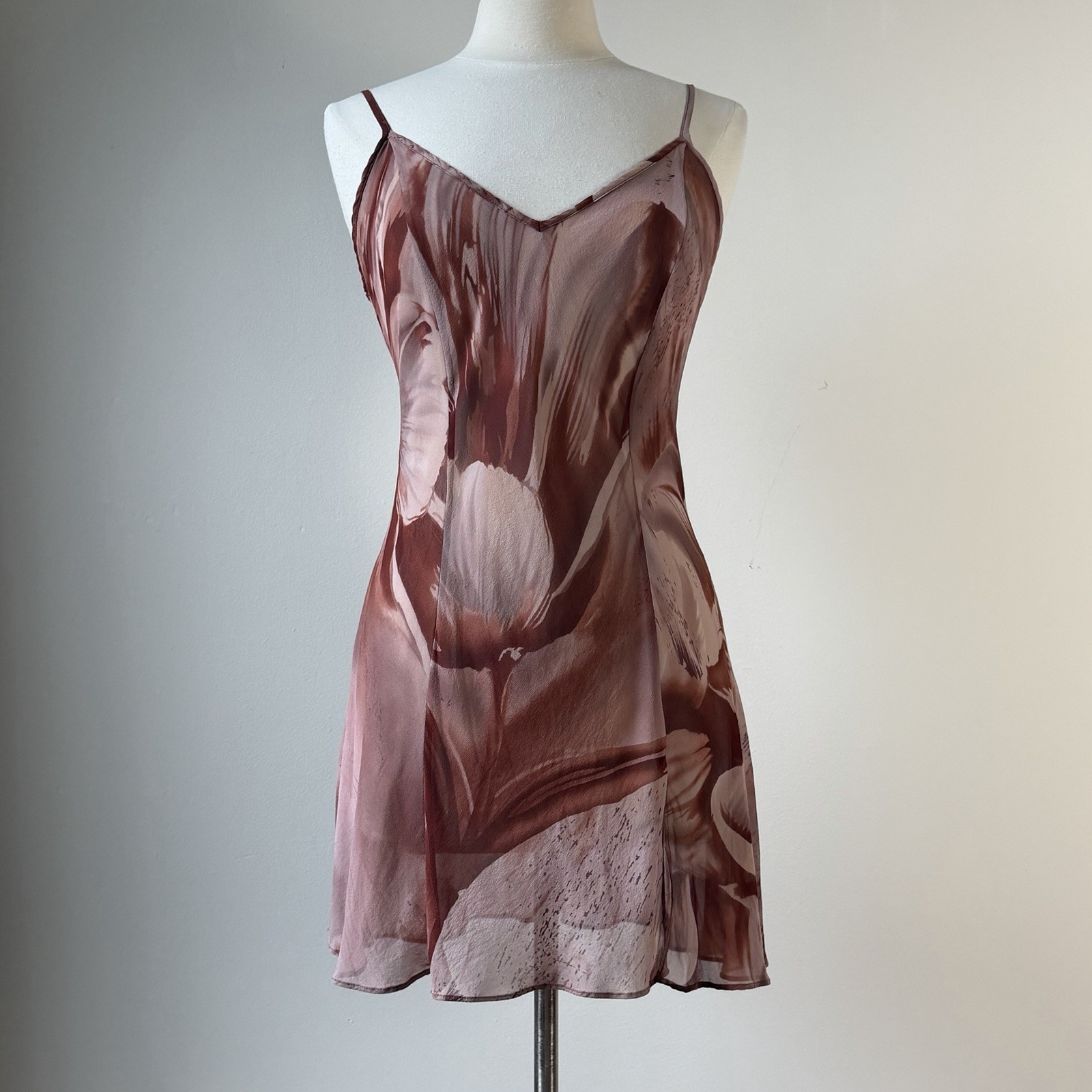 Vintage Y2K Victoria’s Secret Printed Silk Crepe Slip Dress M/L