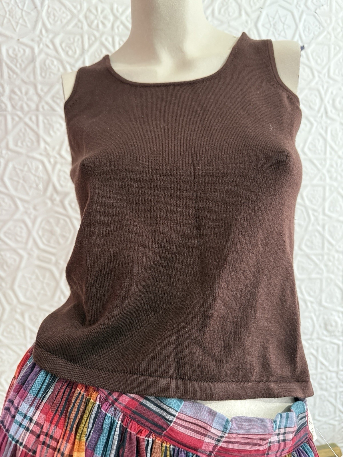 Vintage Emmanuel Ungaro brown sleeveless knit top-Camis- 1980s-1990s-Minimalist-