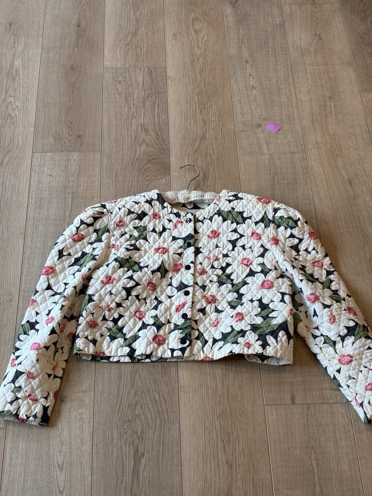 Vintage 80s/90s Jeffrey & Dana Cropped Quilted Jacket Button Up Floral Cotton L