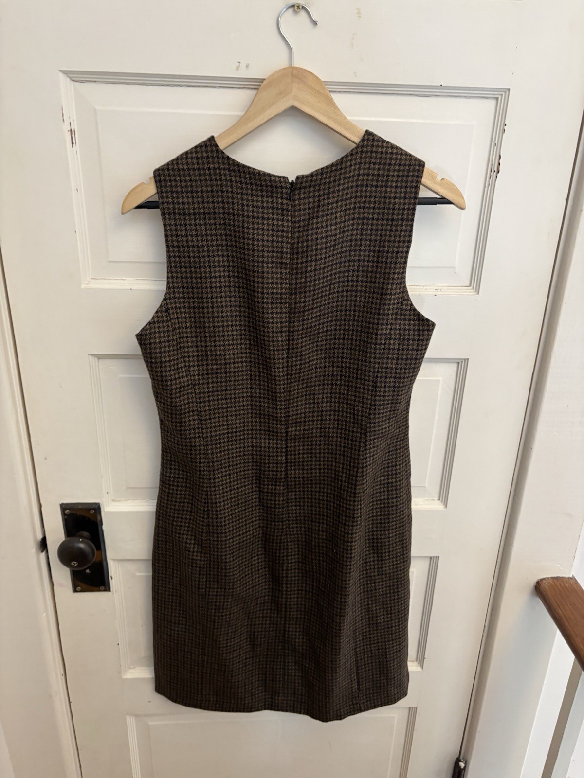Harold’s Vintage 100% Wool Brown Houndstooth Dress Lined Size 8
